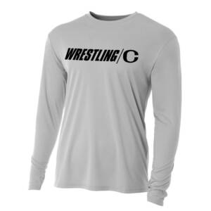 Clinton MS Wrestling Adult Cooling Performance long sleeve Crew Tee-Silver