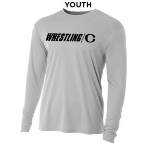 Clinton MS Wrestling Youth Cooling Performance long sleeve Crew Tee-Silver