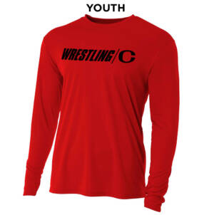 Clinton MS Wrestling Youth Cooling Performance long sleeve Crew Tee-Scarlet