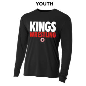 Clinton MS Wrestling Youth Cooling Performance long sleeve Crew Tee-Black