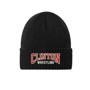 Clinton MS Wrestling Port Authority Rib Knit Cuff Beanie-Black