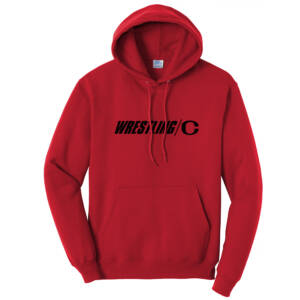Clinton MS Wrestling Unisex Classic Core weight Cozy Pullover Hooded Sweatshirt-Red