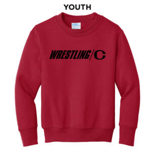 Clinton MS Wrestling Youth Fleece Crewneck Sweatshirt-Red
