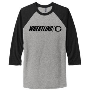 Clinton MS Wrestling Rah Rah Next Level Tr-Blend Baseball Raglan Tee Unisex-Vintage black/Heather Grey