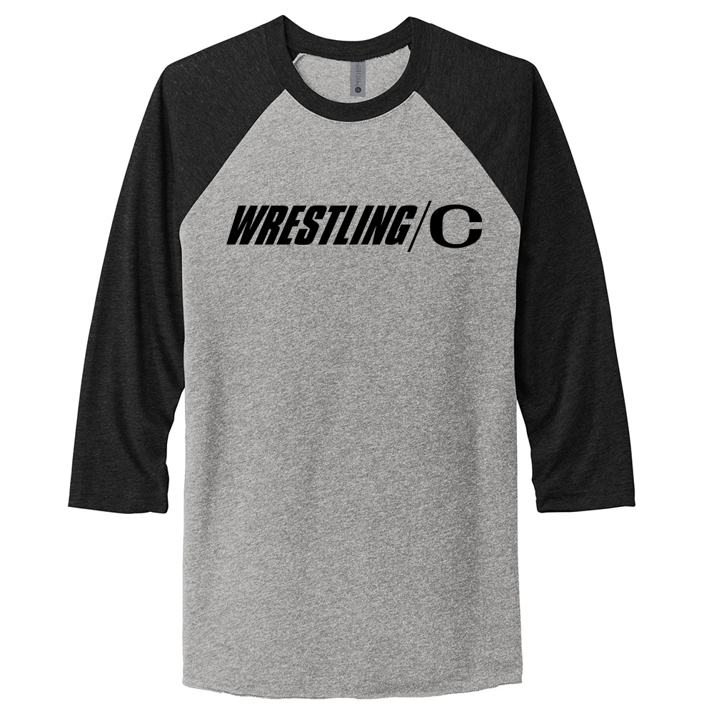 Clinton MS Wrestling Rah Rah Next Level Tr-Blend Baseball Raglan Tee Unisex-Vintage black/Heather Grey