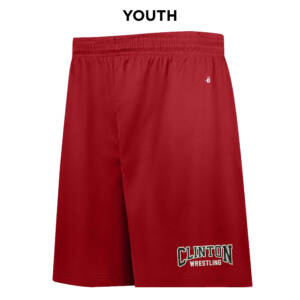 Clinton MS Wrestling Badger B-Core YOUTH 6 Inch Short-Red