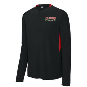 Clinton MS Wrestling Sport-Tek Men Club 1/4-Zip Pullover-Black/Red