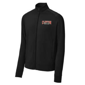 Clinton MS Wrestling Sport-Tek Sport-Wick Stretch Full-Zip Cadet Jacket Men-Black