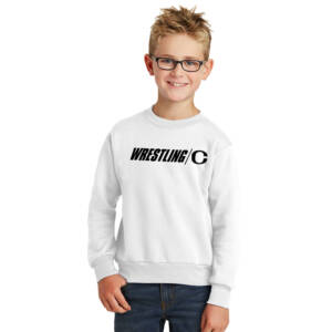 Clinton MS Wrestling Youth Fleece Crewneck Sweatshirt-White