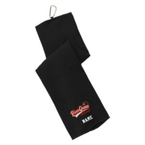 Clinton Queen Bowling Port Authority Waffle Microfiber Towel-Black