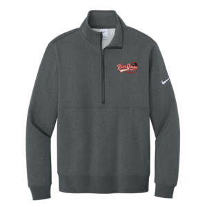 Clinton Queen Bowling Nike Club Men Fleece Sleeve Swoosh 1/2-Zip-Charcoal Heather