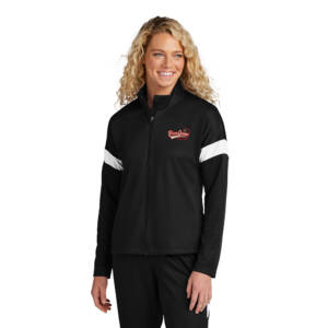 Clinton Queen Bowling Sport-Tek Ladies Travel Full-Zip Jacket-Black/White