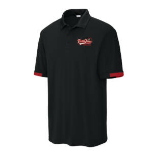 Clinton Queen Bowling Sport Tek Men Club Colorblock Polo – Black/Red
