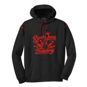 Clinton Queen Bowling Sport-Tek Tech Fleece Hooded Sweatshirt-Black/red