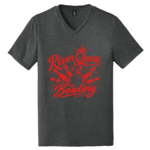 Clinton Queen Bowling Men Perfect Triblend V Neck Short Sleeve Tee-Black Frost