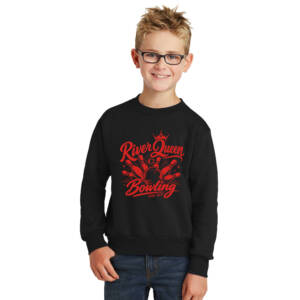 Clinton Queen Bowling Youth Crewneck Sweatshirt -Black