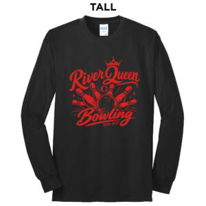 Clinton Queen Bowling  Tall Long Sleeve Core Blend T Shirt -Black