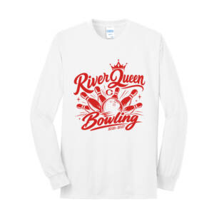 Clinton Queen Bowling Unisex Long Sleeve Core Blend T Shirt – White