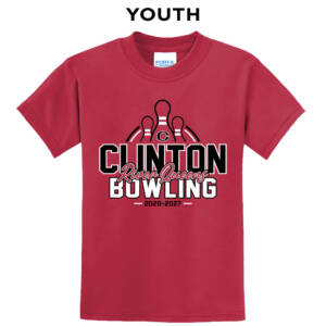 Clinton Queen Bowling Youth Short Sleeve Tee-Red