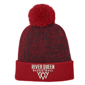Clinton Queen Basketball Sport-Tek Halftime Heather Pom Beanie-Red/Black