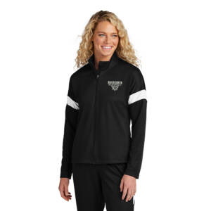Clinton Queen Basketball Sport-Tek Ladies Travel Full-Zip Jacket-Black/White