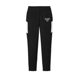 Clinton Queen Basketball Sport-Tek Ladies Tapered leg color blockTravel Pant with side pockets-Black/White