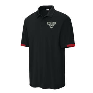 Clinton Queen Basketball Sport Tek Men Club Colorblock Polo – Black/Red