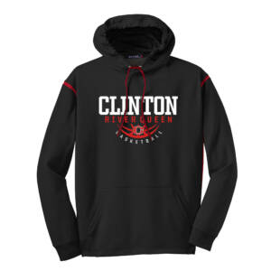 Clinton Queen Basketball Sport-Tek Tech Fleece Hooded Sweatshirt-Black/red