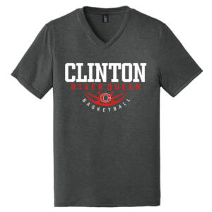 Clinton Queen Basketball Men Perfect Triblend V Neck Short Sleeve Tee-Black Frost