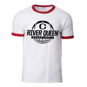 Clinton Queen Basketball Unisex Cotton Ringer Tee-White/Red