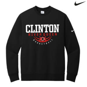 Clinton Queen Basketball Nike Club Fleece Sleeve Swoosh Crew-Black