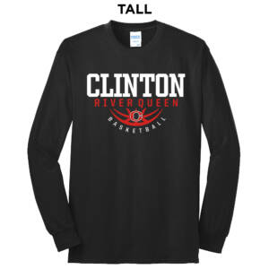 Clinton Queen Basketball  Tall Long Sleeve Core Blend T Shirt -Black