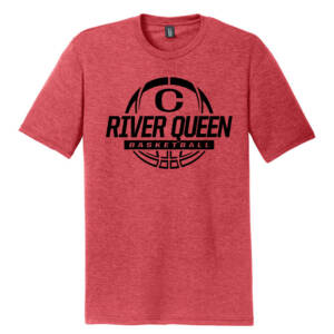 Clinton Queen Basketball District Perfect Tri-blend  Crew Tee Unisex-Red Frost