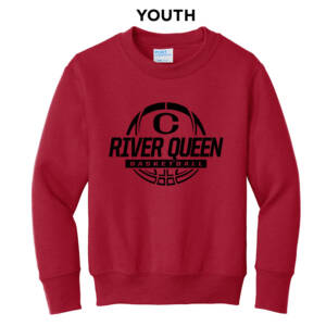 Clinton Queen Basketball Youth Fleece Crewneck Sweatshirt-Red