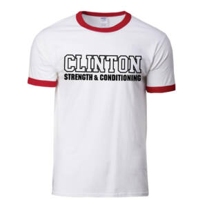 Clinton Strength Unisex Core Cotton Ringer Tee-White/ Red