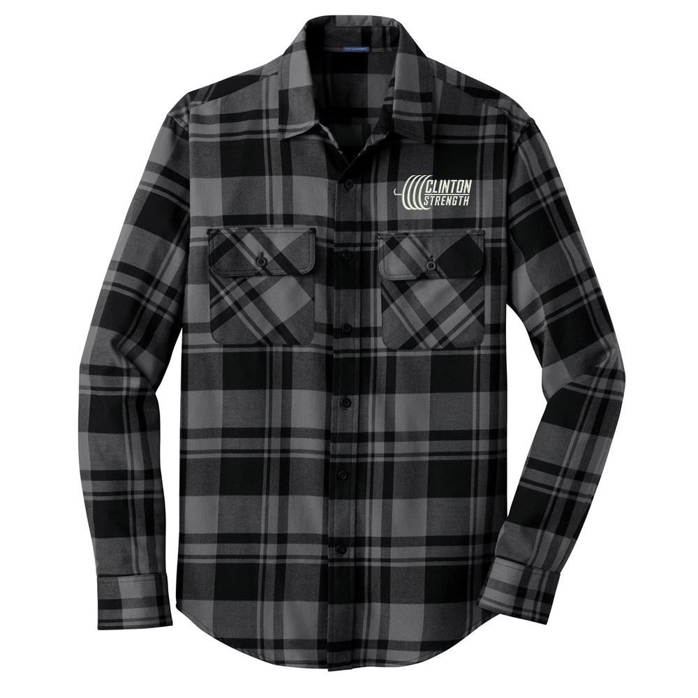 Clinton Strength Port Authority Plaid Flannel Shirt Men-Grey/Black