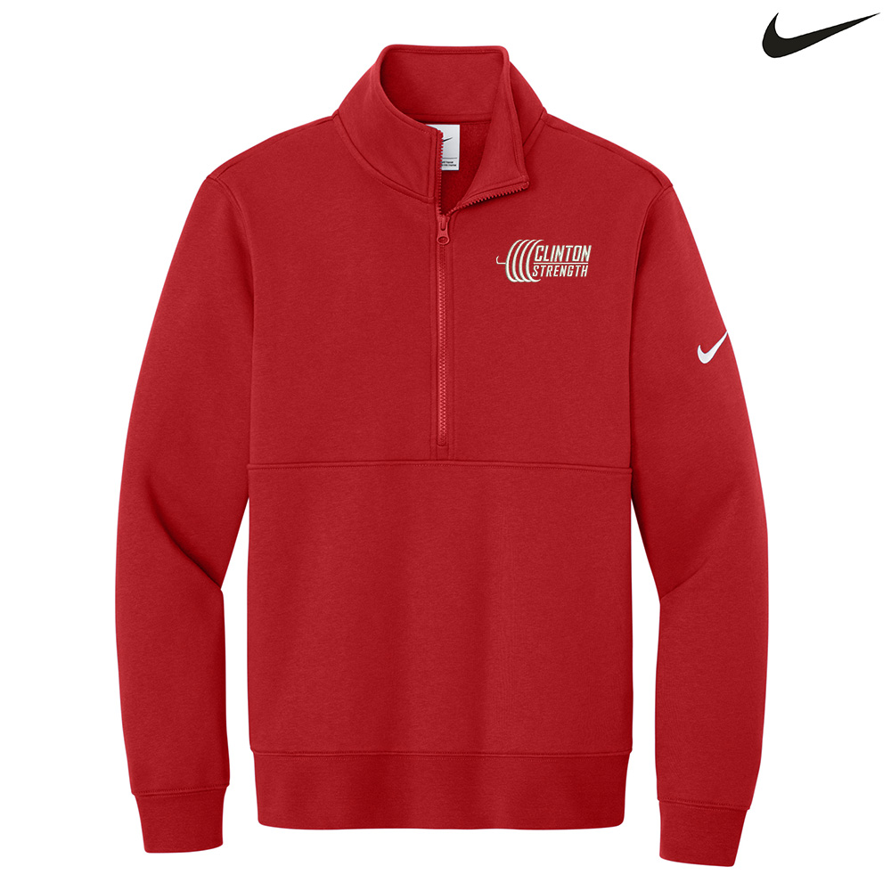 Clinton Strength Nike Club Fleece Sleeve Swoosh 1/2 Zip - UniversityRed