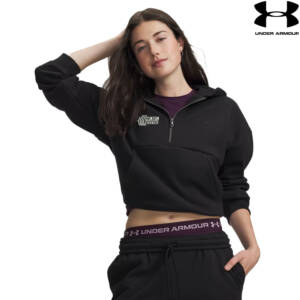 Clinton Strength Under Armour UA Icon Fleece women’s 1/2 zip hoodie-Ultimate Black