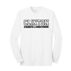 Clinton Strength Unisex Cotton Long Sleeve Core Blend T Shirt – White