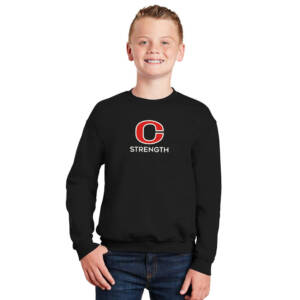 Clinton Strength  Youth Crewneck Sweatshirt – Black