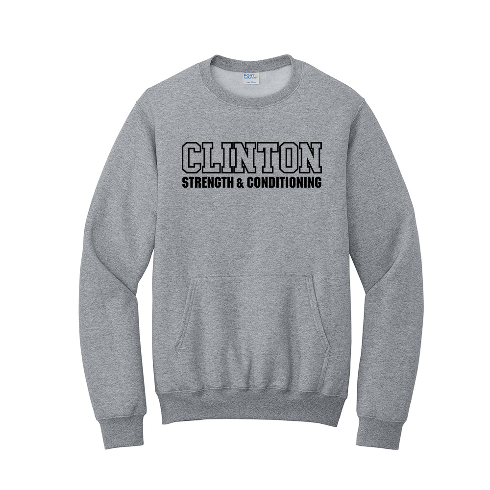 Clinton Strength Unisex Core Fleece Crewneck Pocket Sweatshirt - Athletic Heather