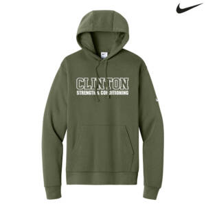 Clinton Strength Nike Club Unisex Fleece Sleeve Swoosh Pullover Hoodie -Medium Olive