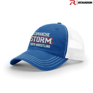 Storm Youth Wrestling Richardson Garment Washed snap back trucker cap  – SPLRoyalWhite