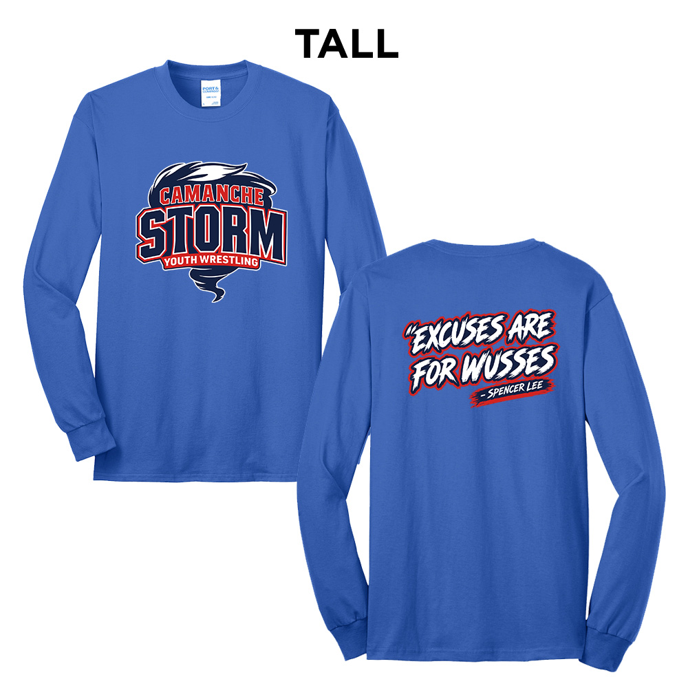 Storm Youth Wrestling Tall Long Sleeve Core Blend T Shirt - royal