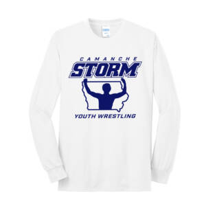 Storm Youth Wrestling Unisex Long Sleeve Core Blend T Shirt – White
