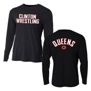 Queens Wrestling Adult Cooling Performance long sleeve Crew Tee-Black
