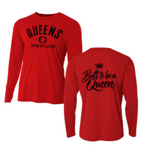 Queens Wrestling Adult Cooling Performance long sleeve Crew Tee-Scarlet