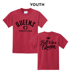 Queens Wrestling Youth Short Sleeve Tee-Red