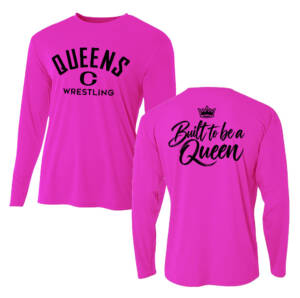 Queens Wrestling Adult Cooling Performance long sleeve Crew Tee-Fuchsia