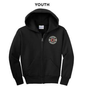 Queens Wrestling Youth core fleece full zip hooded sweatshirt-Black